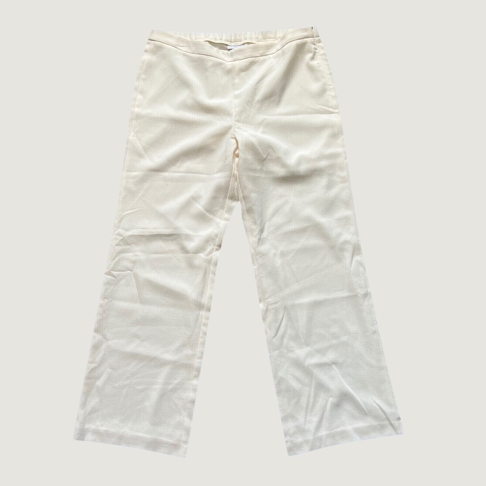 J. Jill Womens Pants 16 Vanilla Crepe Wide Leg Side Zip Coastal Elevated Basic